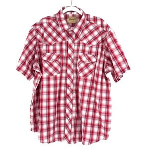 Wrangler Western Pearl Snap Shirt Men's 2XL Red Plaid Yellowstone Cowboy Landman